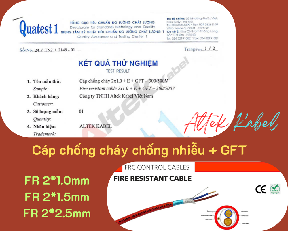 Cáp chống nhiễu chống cháy Fire Alarm 1 Pair 16AWG Altek Kabel